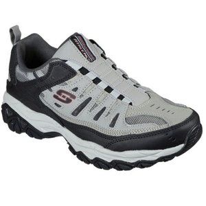 SKECHERS Men's Nubuck Leather Slip On Sneakers, Gray  Size 11 Medium Width